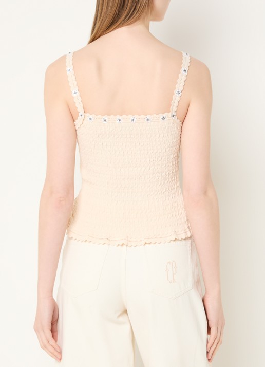 Claudie Pierlot Melody top met structuur en pailletten - achterkant 3 creme