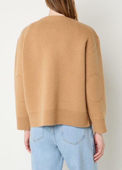 Claudie Pierlot Messina fijngebreid vest in wolblend met logoborduring - achterkant 4 camel