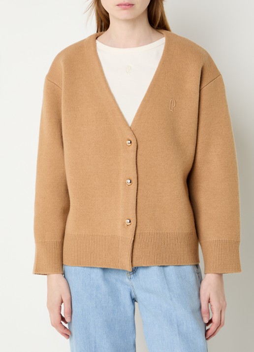 Claudie Pierlot Messina fijngebreid vest in wolblend met logoborduring