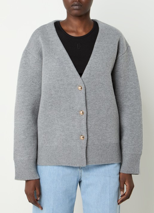 Claudie Pierlot Messina fijngebreid vest in wolblend met logoborduring