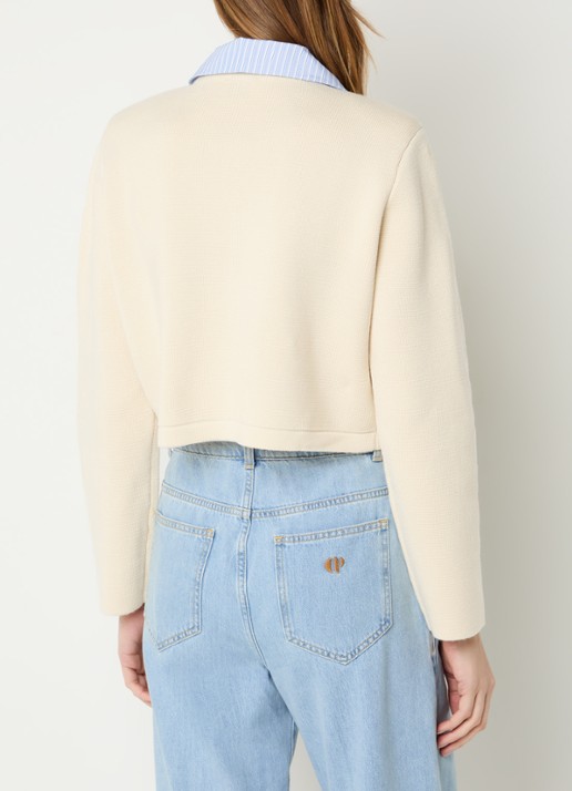 Claudie Pierlot Michalsummer cropped vest van wol met afneembare kraag - achterkant 2 gebroken wit
