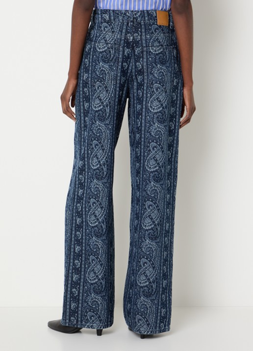 Claudie Pierlot Mid waist straight leg jeans met print - achterkant 5 indigo