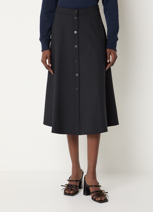 Claudie Pierlot Midi A-lijn rok in wolblend met steekzakken