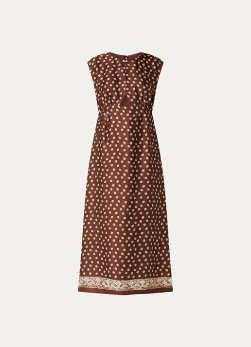 Claudie Pierlot Midi jurk met bloemenprint en cut-out detail - voorkant 3 bruin