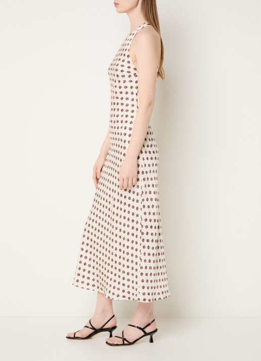 Claudie Pierlot Midi jurk met bloemenprint - achterkant gebroken wit