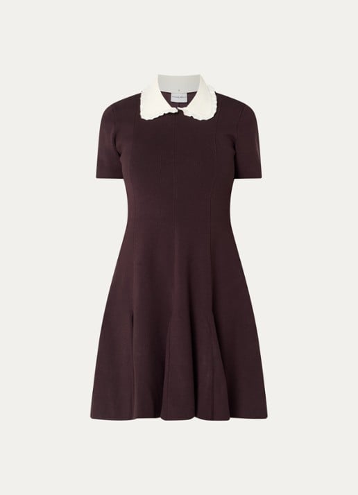Claudie Pierlot Midi jurk met kraag - voorkant 3 aubergine