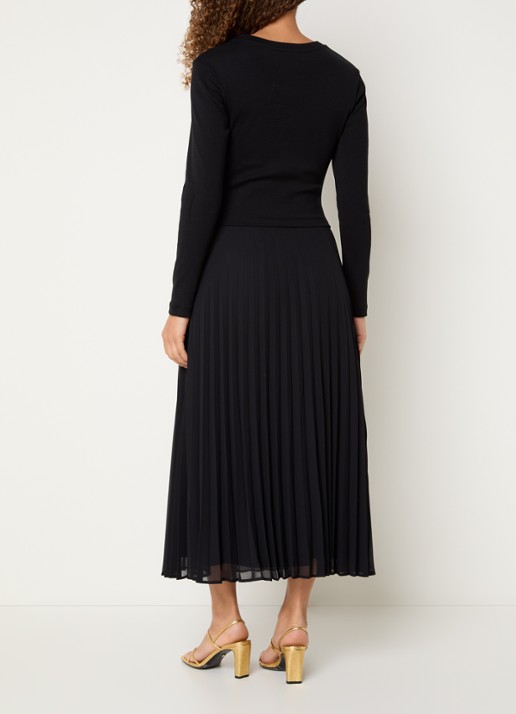 Claudie Pierlot Midi jurk met plissé - achterkant 4 zwart