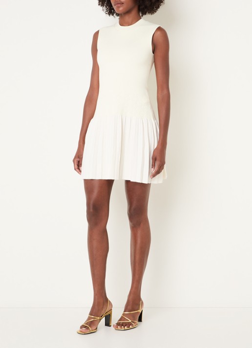 Claudie Pierlot Midi jurk met stretch - voorkant 3 gebroken wit