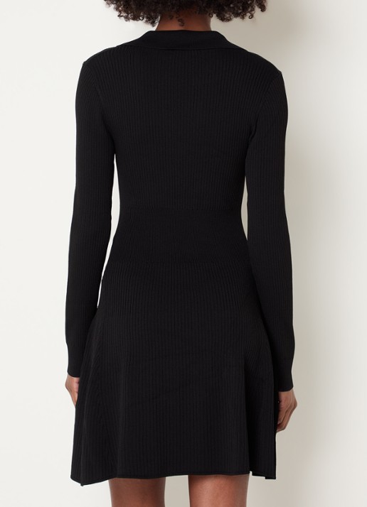 Claudie Pierlot Midi jurk met structuur - achterkant 4 zwart
