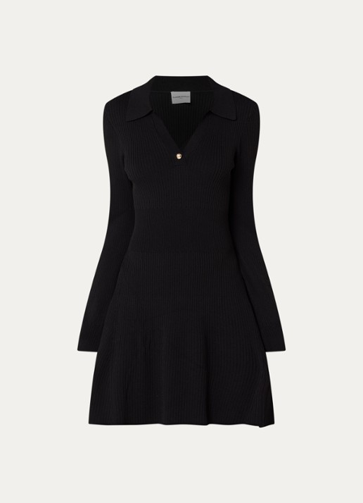 Claudie Pierlot Midi jurk met structuur - voorkant zwart