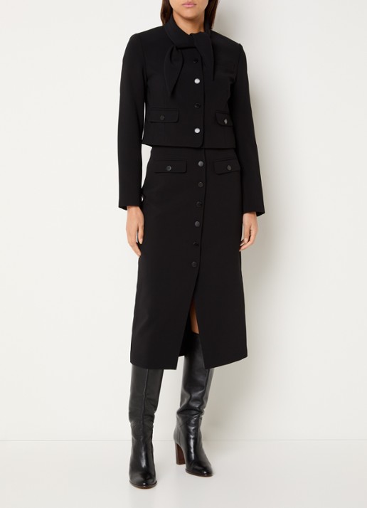 Claudie Pierlot Midi kokerrok met split - voorkant 4 zwart