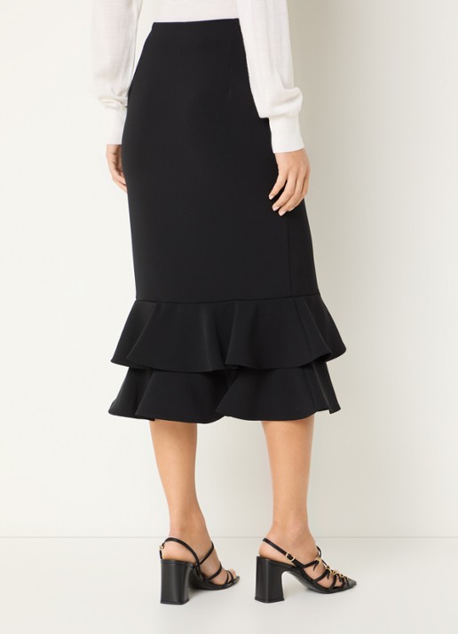 Claudie Pierlot Midi kokerrok met volant - achterkant 3 zwart