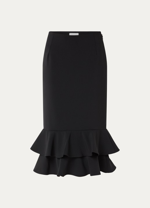 Claudie Pierlot Midi kokerrok met volant - voorkant zwart