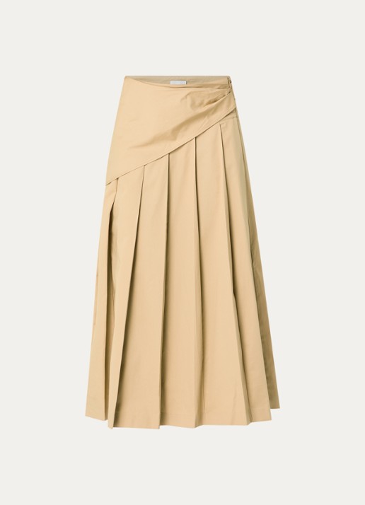 Claudie Pierlot Midi plooirok met steekzakken - voorkant 3 camel