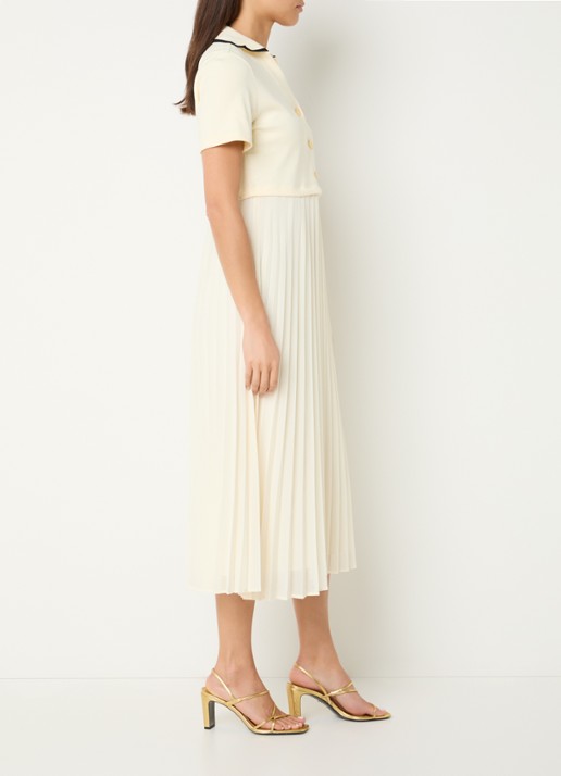 Claudie Pierlot Midi tuniekjurk met plissé - voorkant 3 lichtgeel