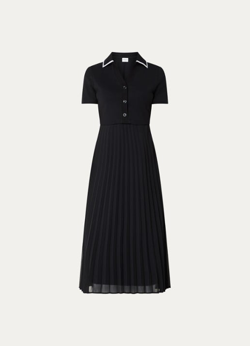 Claudie Pierlot Midi tuniekjurk met V-hals  - voorkant 3 zwart