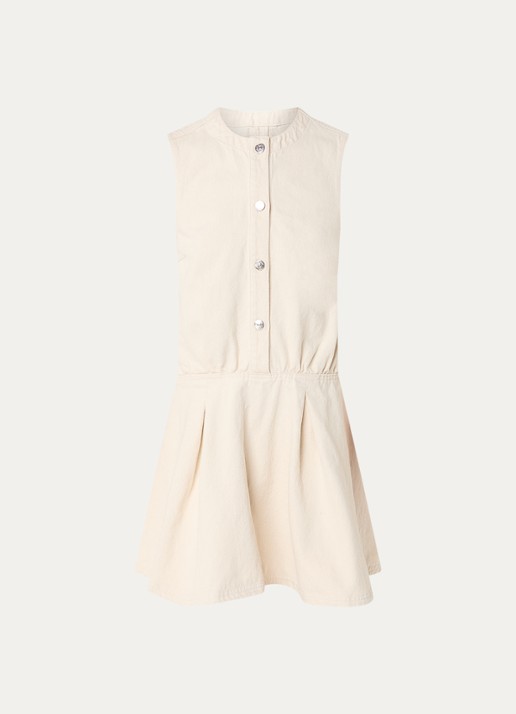Claudie Pierlot Mini denim jurk met ronde hals - voorkant 3 gebroken wit