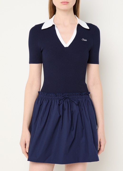 Claudie Pierlot Mini jurk met logo en V-hals