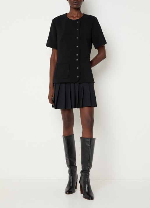 Claudie Pierlot Mini jurk met plissé - voorkant 2 zwart