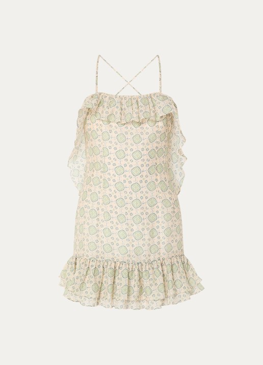 Claudie Pierlot Mini jurk met print - voorkant 2 lichtgroen