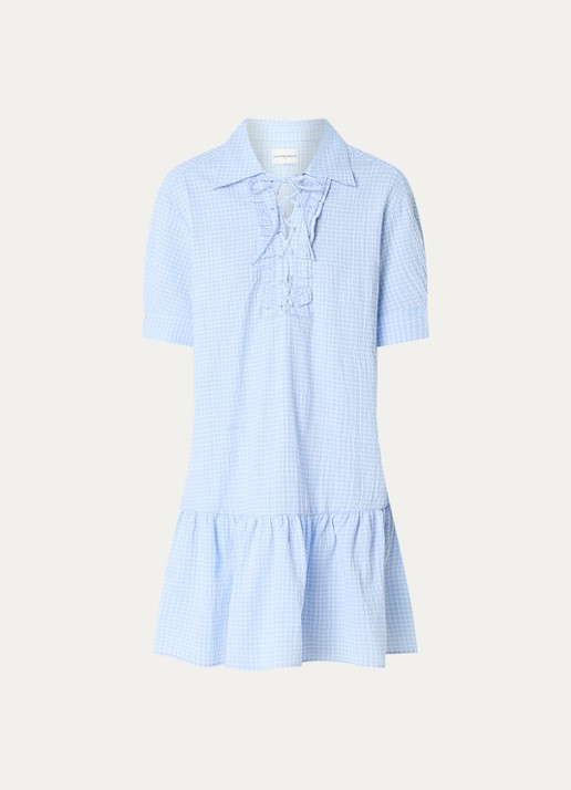 Claudie Pierlot Mini jurk met ruitdessin - voorkant blauw