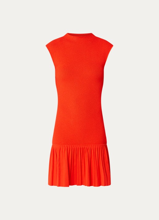Claudie Pierlot Mini jurk met volant - voorkant koraal