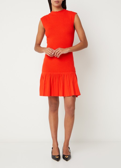 Claudie Pierlot Mini jurk met volant - voorkant 2 koraal