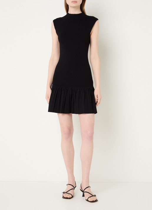 Claudie Pierlot Mini jurk met volant - voorkant 3 zwart