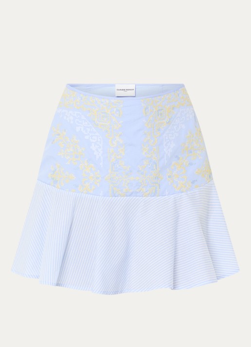 Claudie Pierlot Mini rok met borduring - voorkant 3 lichtblauw