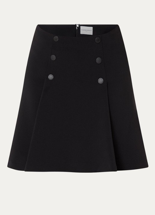Claudie Pierlot Mini rok met plooidetail - voorkant 2 zwart