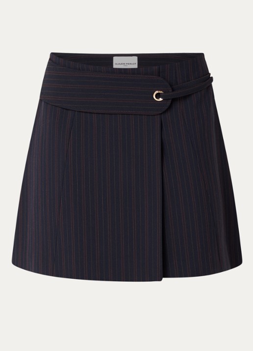 Claudie Pierlot Mini rok met streepprint - voorkant 3 donkerblauw