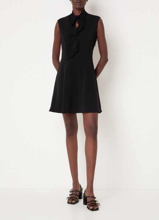 Claudie Pierlot Mini tuniekjurk met gestrikt plooidetail  - voorkant 4 zwart