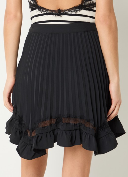 Claudie Pierlot Minirok met plissé en details van kant - achterkant zwart
