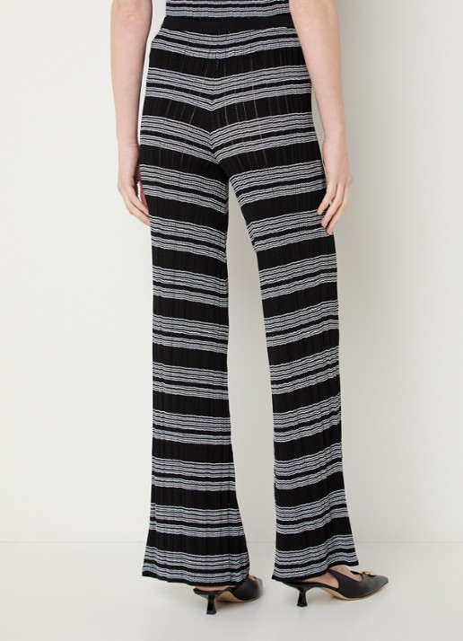 Claudie Pierlot Monpanta high waist flared broek met streepprint - achterkant zwart