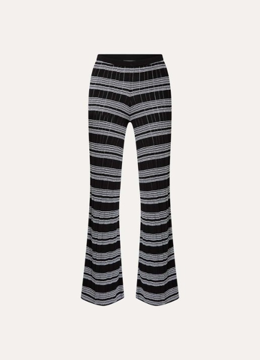 Claudie Pierlot Monpanta high waist flared broek met streepprint - voorkant 3 zwart