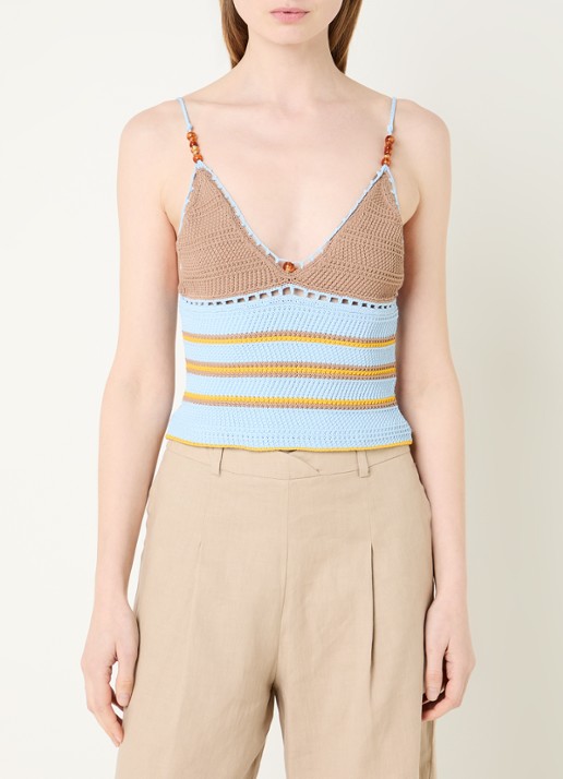 Claudie Pierlot Moricette grofgebreide croptop met streepprint