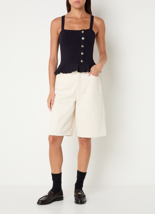 Claudie Pierlot Mouwloze top met sierknopen - voorkant 3 donkerblauw