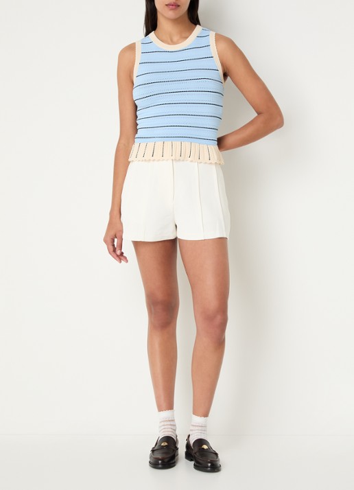 Claudie Pierlot Mouwloze top met streepprint - voorkant 2 lichtblauw
