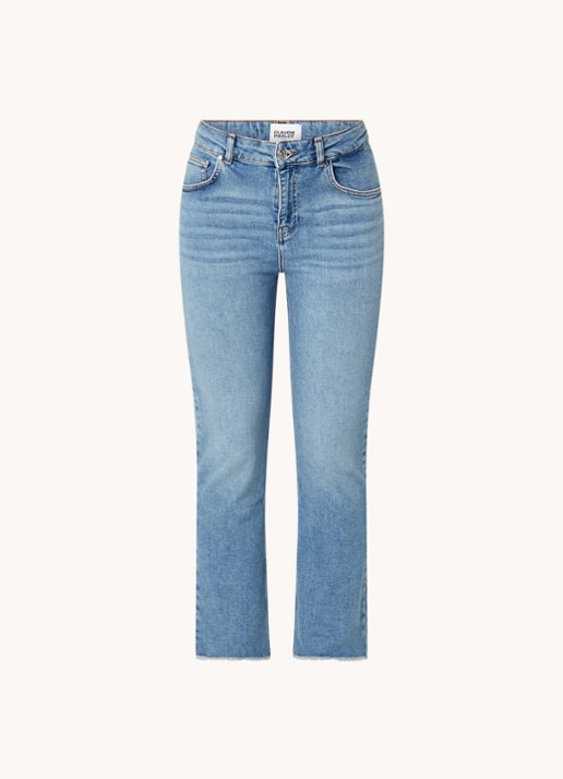 Claudie Pierlot Pageter high waist slim fit cropped jeans met gerafelde zoom  - voorkant indigo