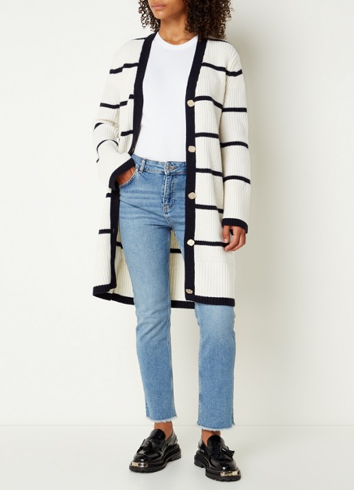 Claudie Pierlot Pageter high waist slim fit cropped jeans met gerafelde zoom  - voorkant 2 indigo