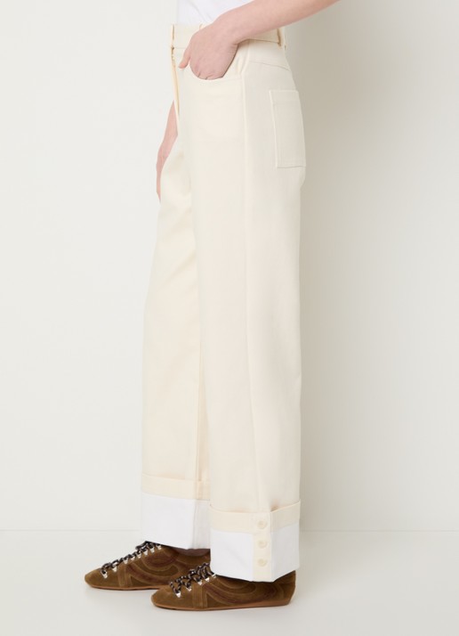 Claudie Pierlot Pallo high waist straight fit broek met sierknopen - detail 2 creme