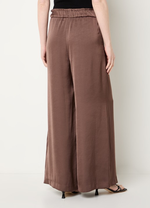 Claudie Pierlot Pantin high waist wide fit pantalon met steekzakken - achterkant bruin