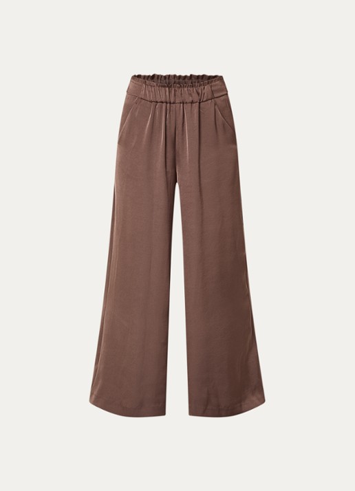 Claudie Pierlot Pantin high waist wide fit pantalon met steekzakken - voorkant 2 bruin