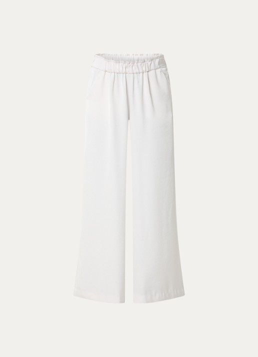 Claudie Pierlot Pantin high waist wide fit pantalon met steekzakken - voorkant gebroken wit