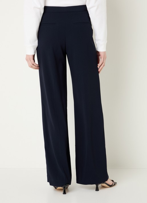Claudie Pierlot Paulie high waist straight fit pantalon met stretch - achterkant 3 donkerblauw