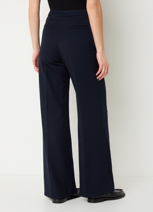 Claudie Pierlot Paulie high waist wide fit pantalon met persplooi - achterkant 3 donkerblauw