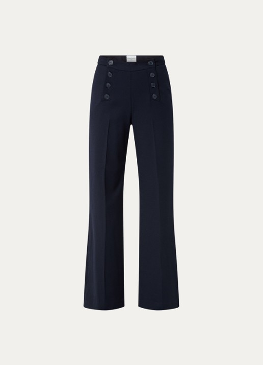 Claudie Pierlot Paulie high waist wide fit pantalon met persplooi - voorkant donkerblauw