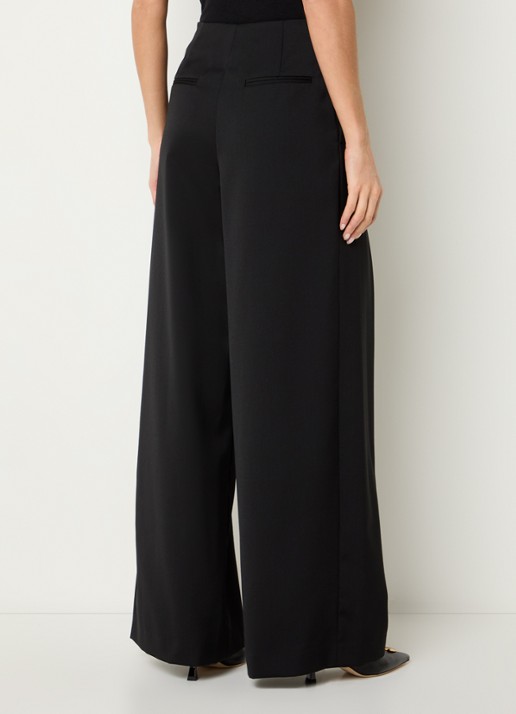 Claudie Pierlot Pelia high waist wide fit pantalon met steekzakken - achterkant zwart