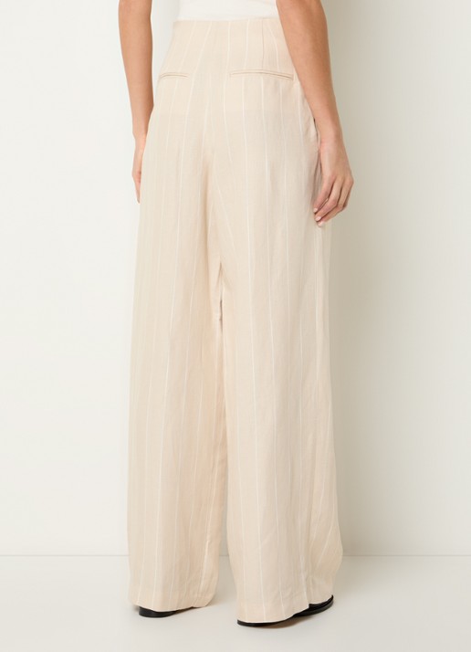 Claudie Pierlot Pelliarayee high waist wide fit pantalon met steekzakken - achterkant 4 creme
