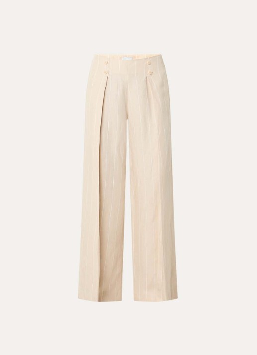 Claudie Pierlot Pelliarayee high waist wide fit pantalon met steekzakken - voorkant creme